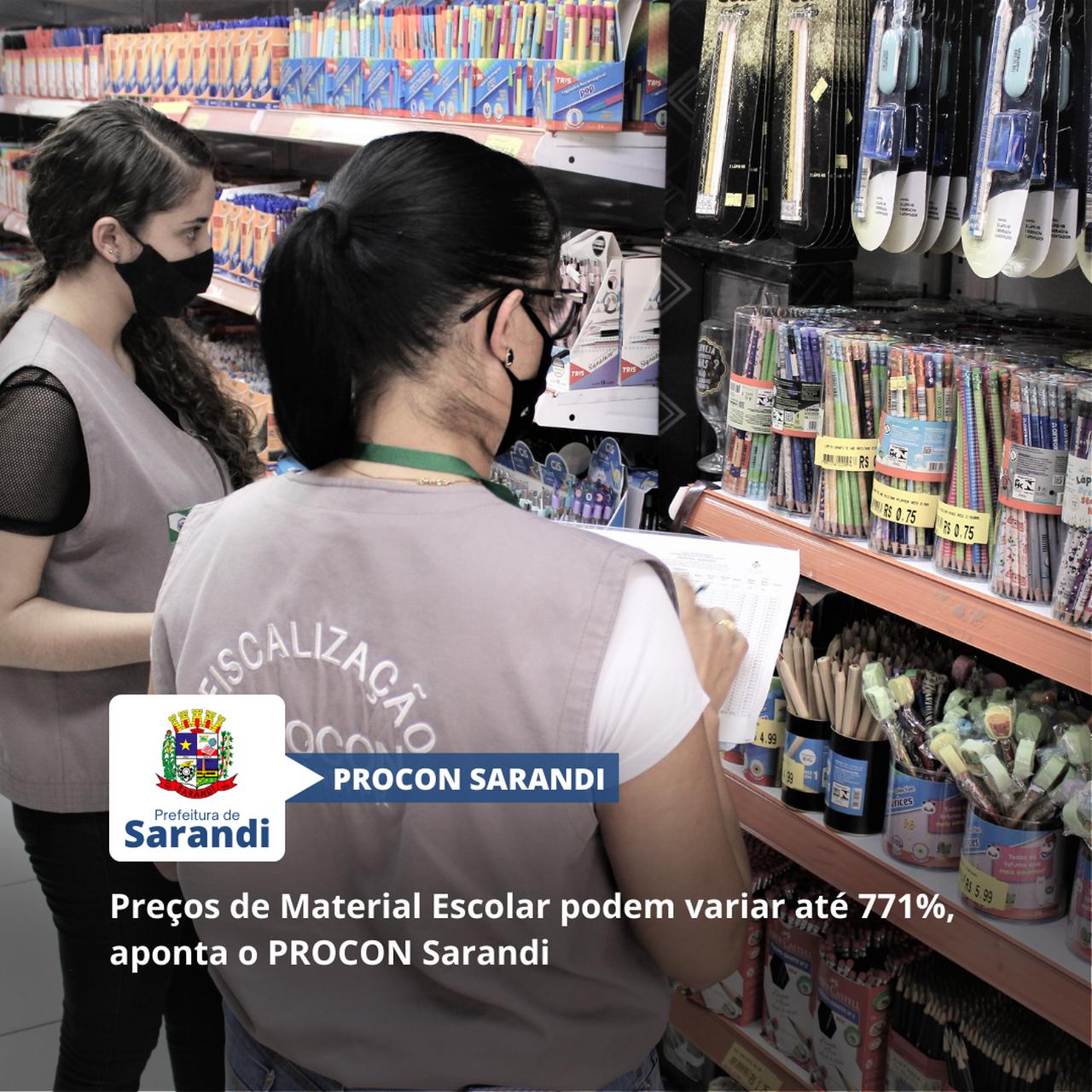Preços de Material Escolar podem variar até 771%, aponta o PROCON Sarandi